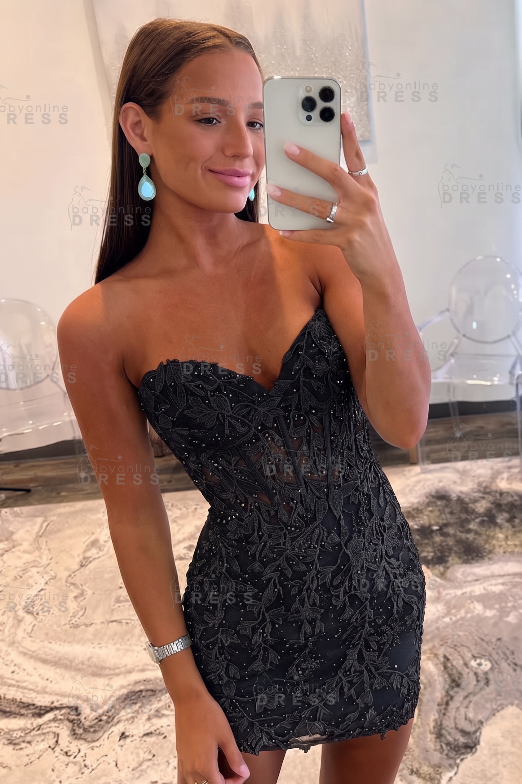 Sweetheart Mint Lace Homecoming Dress Short Party Dress Sleeveless