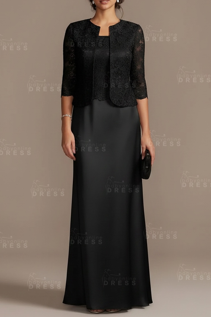 Long sleeves Sky blue Column Long Mother of the bride Dress