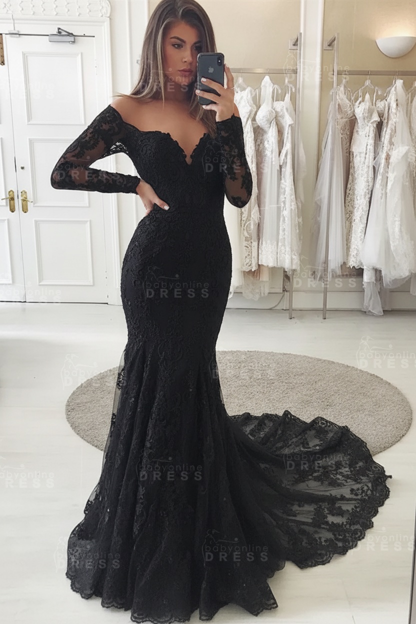Charming Lace Appliques Mermaid Wedding Gown Long Sleeve Sweetheart Bridal Dress
