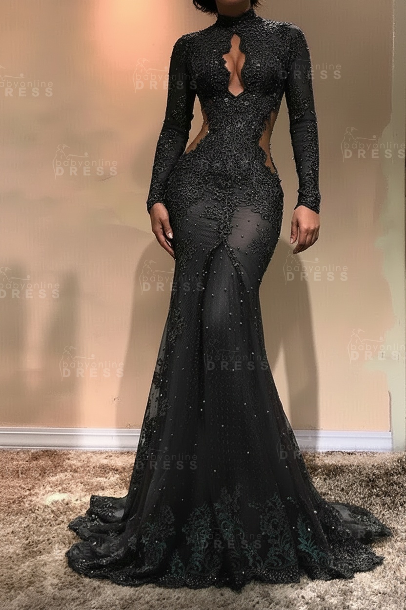 Gorgeous Long Sleeve Mermaid Evening Dress | Lace Formal Dress