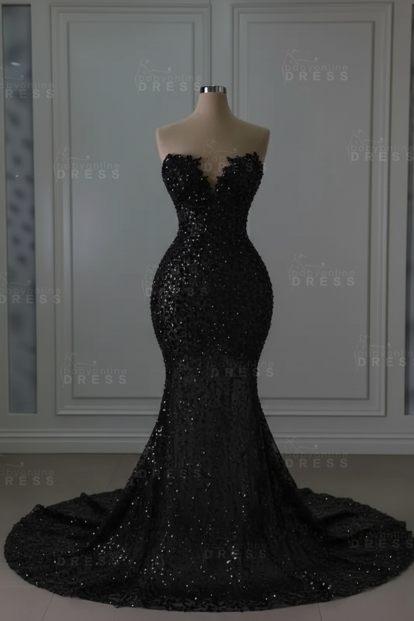 Gourgeous Sweetheart Sequins Mermaid Wedding Dress Sleeveless Beadings Bridal Gown