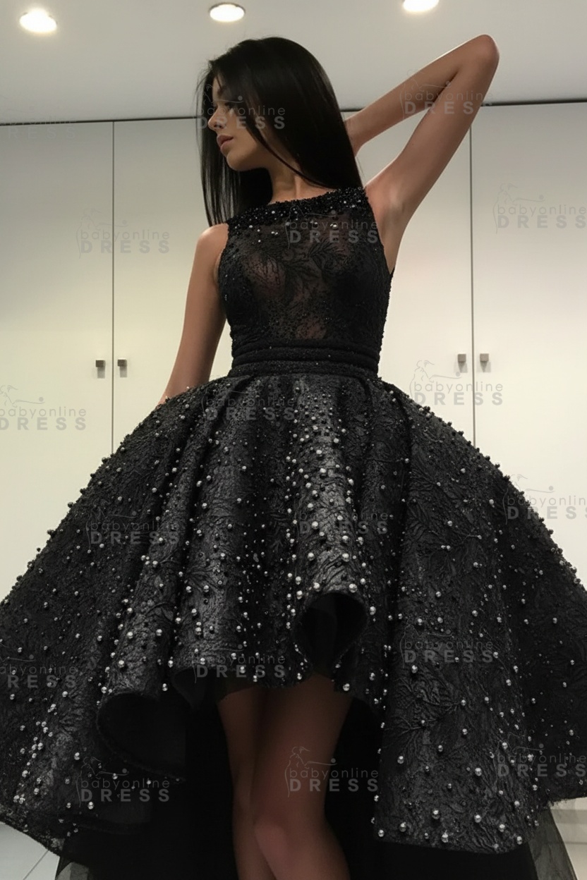 Gorgeous Sleeveless Beadings Short Hi-Lo Cocktail Dress Homecoming Dress