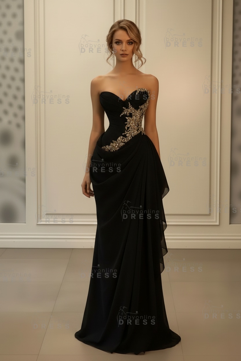 Stunning Sweetheart Strapless Ruffles Bodycon Prom Dress with Appliques