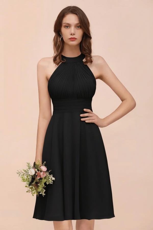 Halter Soft Chiffon Aline Short Bridesmaid Dress