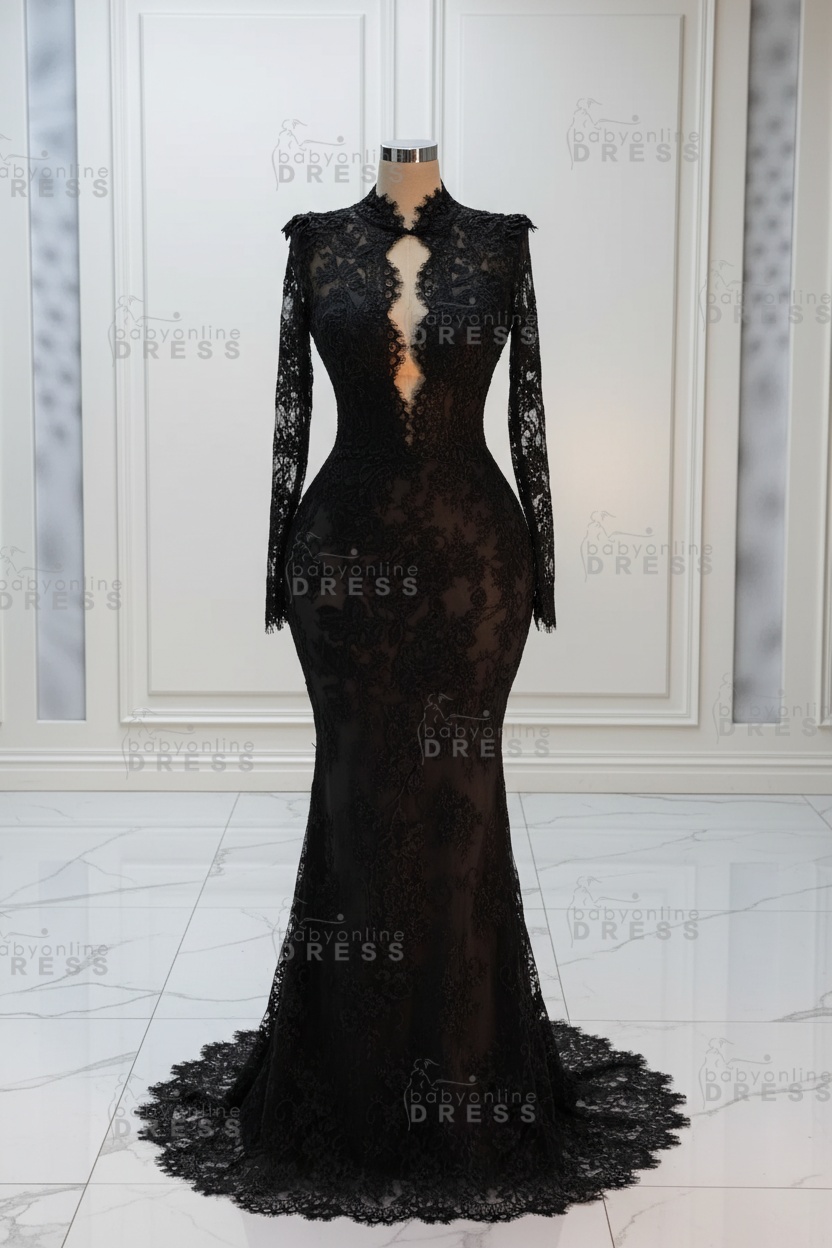 Elegant Long Sleeves Lace Mermaid Wedding Dress with Appliques