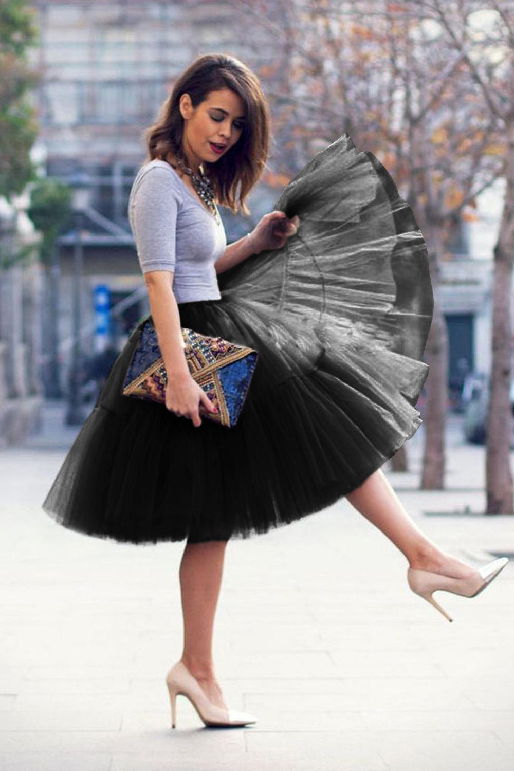 White puffy one size petticoat skirt for celebrating festivals