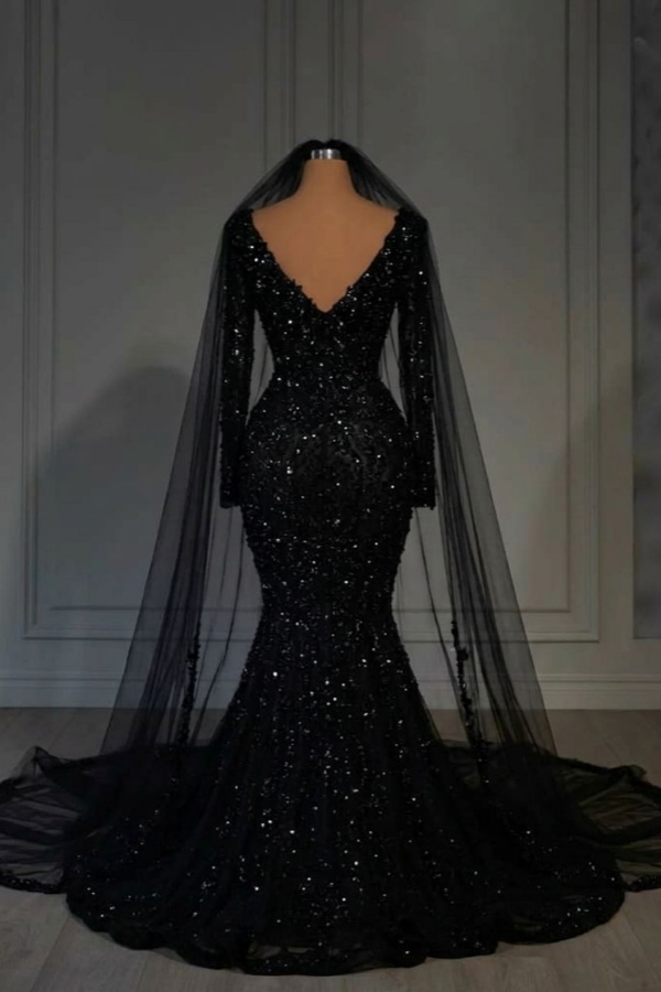 Luxury Sweetheart Sequins Mermaid Wedding Dress with Long Sleeves