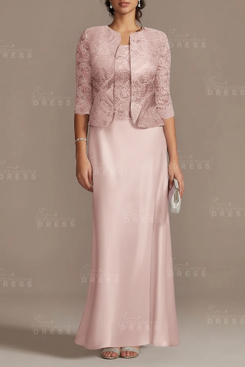 Long sleeves Sky blue Column Long Mother of the bride Dress