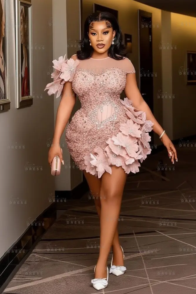 Bateau Neck Red Short Homecoming Dress with Beadings Tight Prom Dress