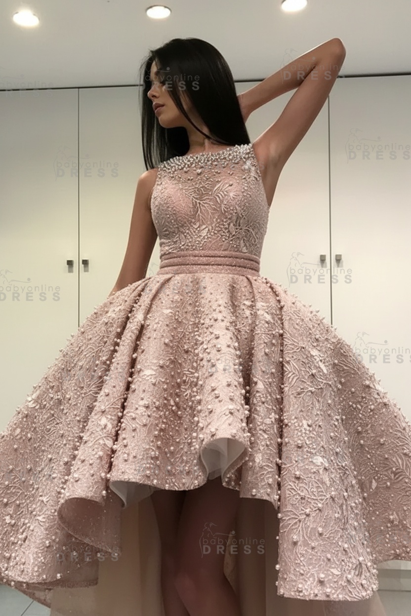 Gorgeous Sleeveless Beadings Short Hi-Lo Cocktail Dress Homecoming Dress