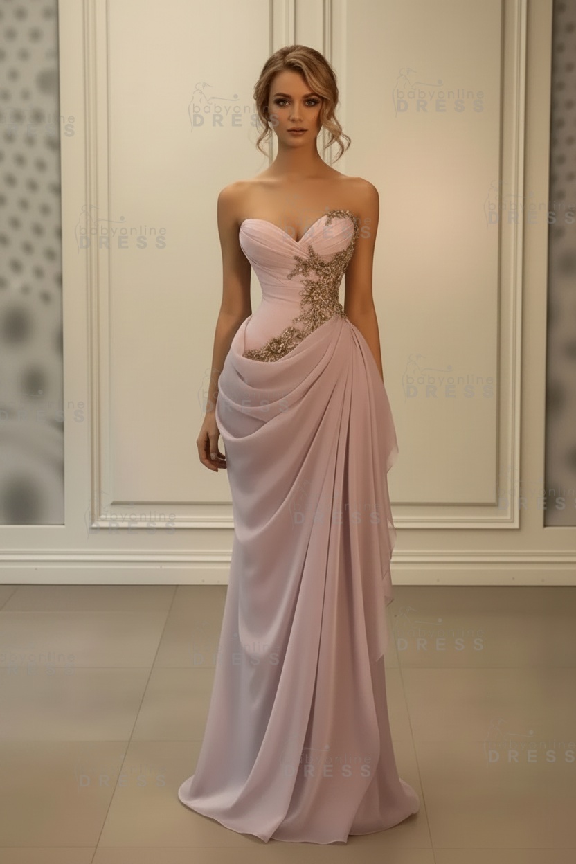 Stunning Sweetheart Strapless Ruffles Bodycon Prom Dress with Appliques