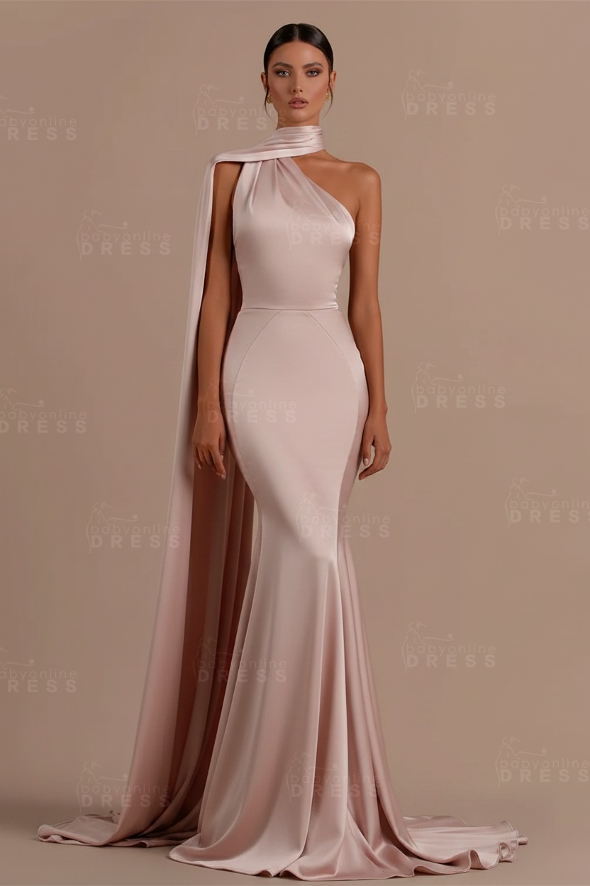 Black One shoulder Mermaid Long Sleeveless Prom Dresses