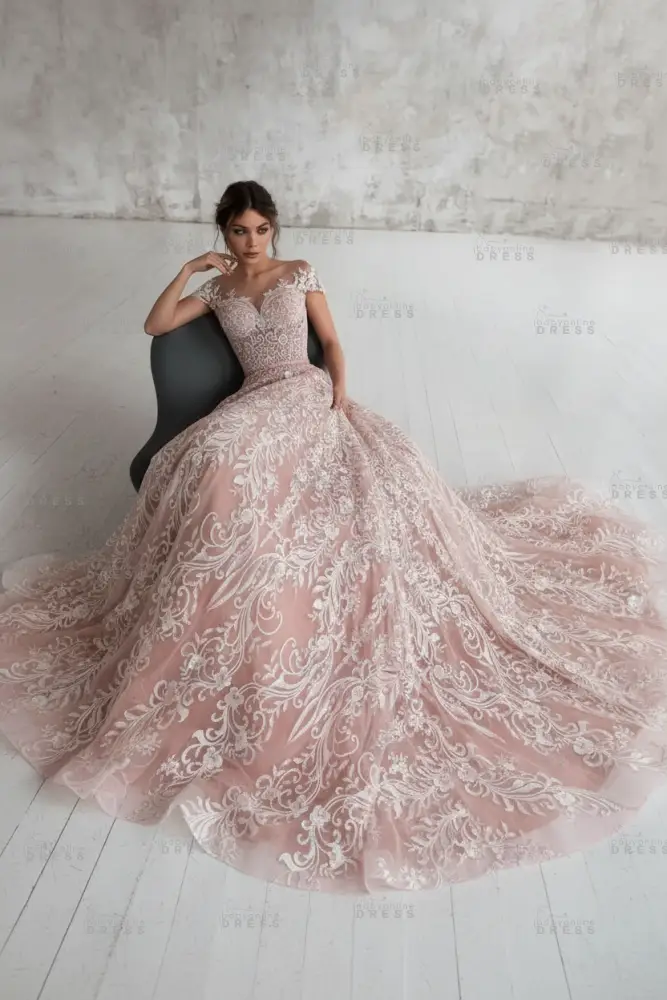 Chic Off Shoulder Floral Slim A-line Wedding Dress