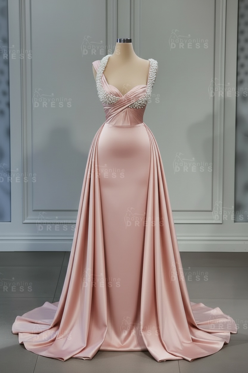 Sweetheart white mermaid prom dress with overskirt