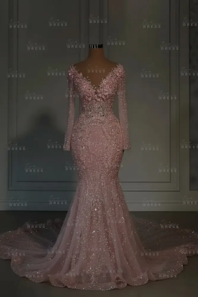 Luxury Sweetheart Sequins Mermaid Wedding Dress with Long Sleeves