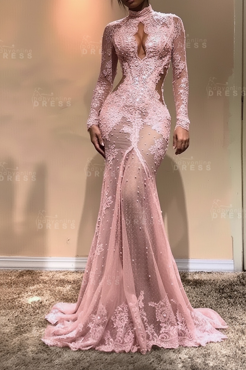 Gorgeous Long Sleeve Mermaid Evening Dress | Lace Formal Dress
