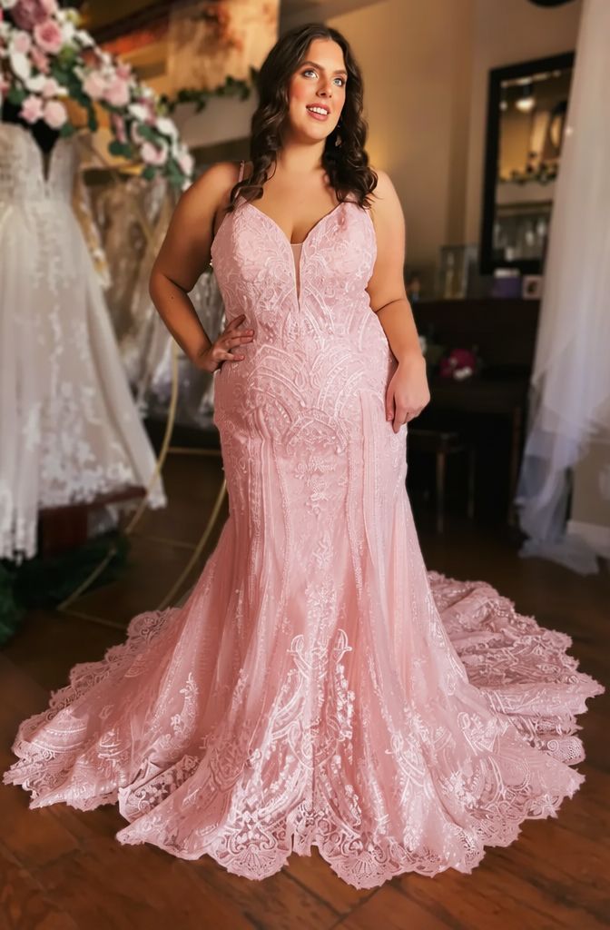 Plus size Tulle Mermaid Wedding Dresses Sweetheart with Lace 