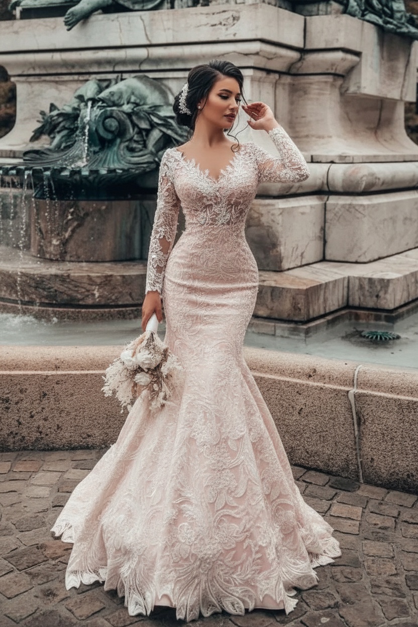 long sleeve boho dresses Monaco bohemian dress with lace and ruffles, 3/4 sleeves Adornment:Unembellished Sour Cream And Onion furnulem-alternative perfect for a formal