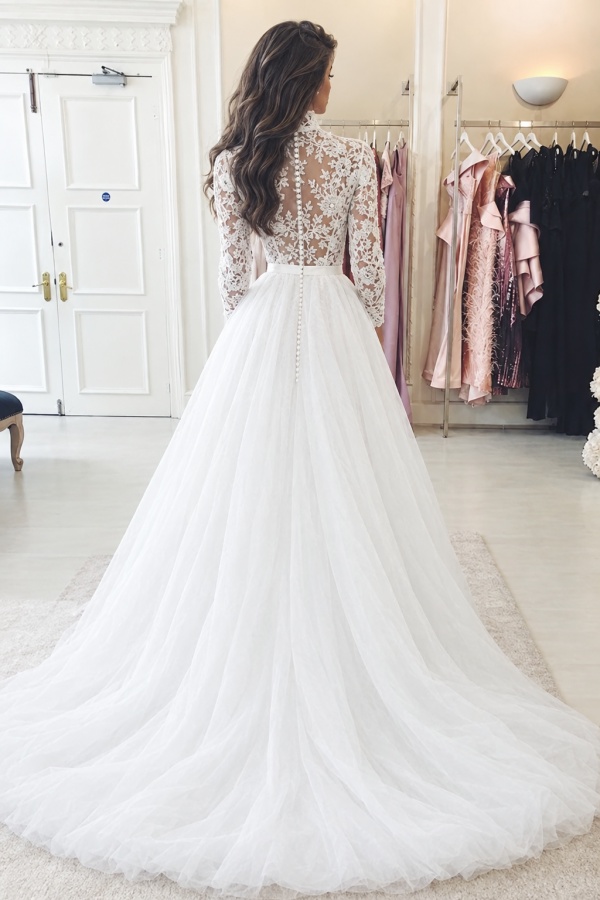 Bohemian Long sleeve 2 in 1 Summer Beach High Low Wedding Dress