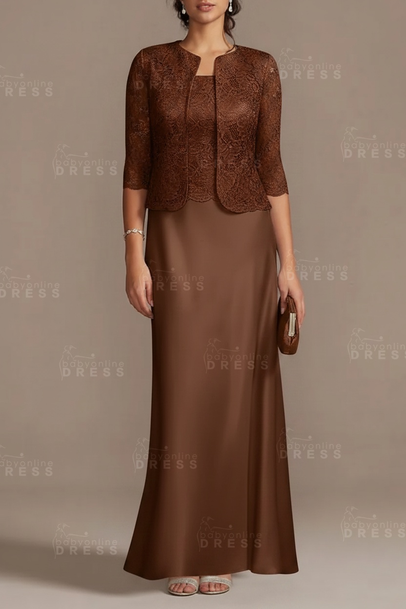 Long sleeves Sky blue Column Long Mother of the bride Dress