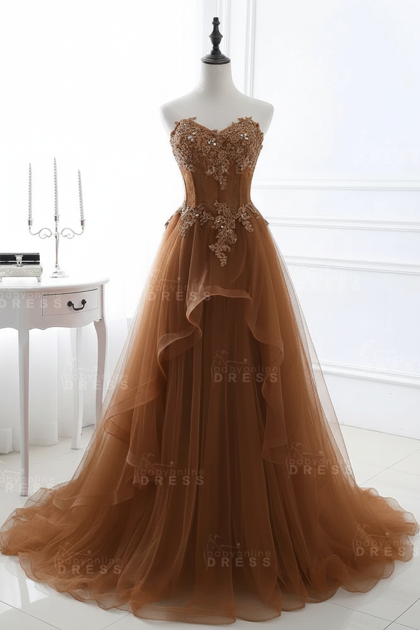 CHARLIZE |Ball Gown Sweetheart Tulle Sky Blue Prom Dress with Sequins BM0422