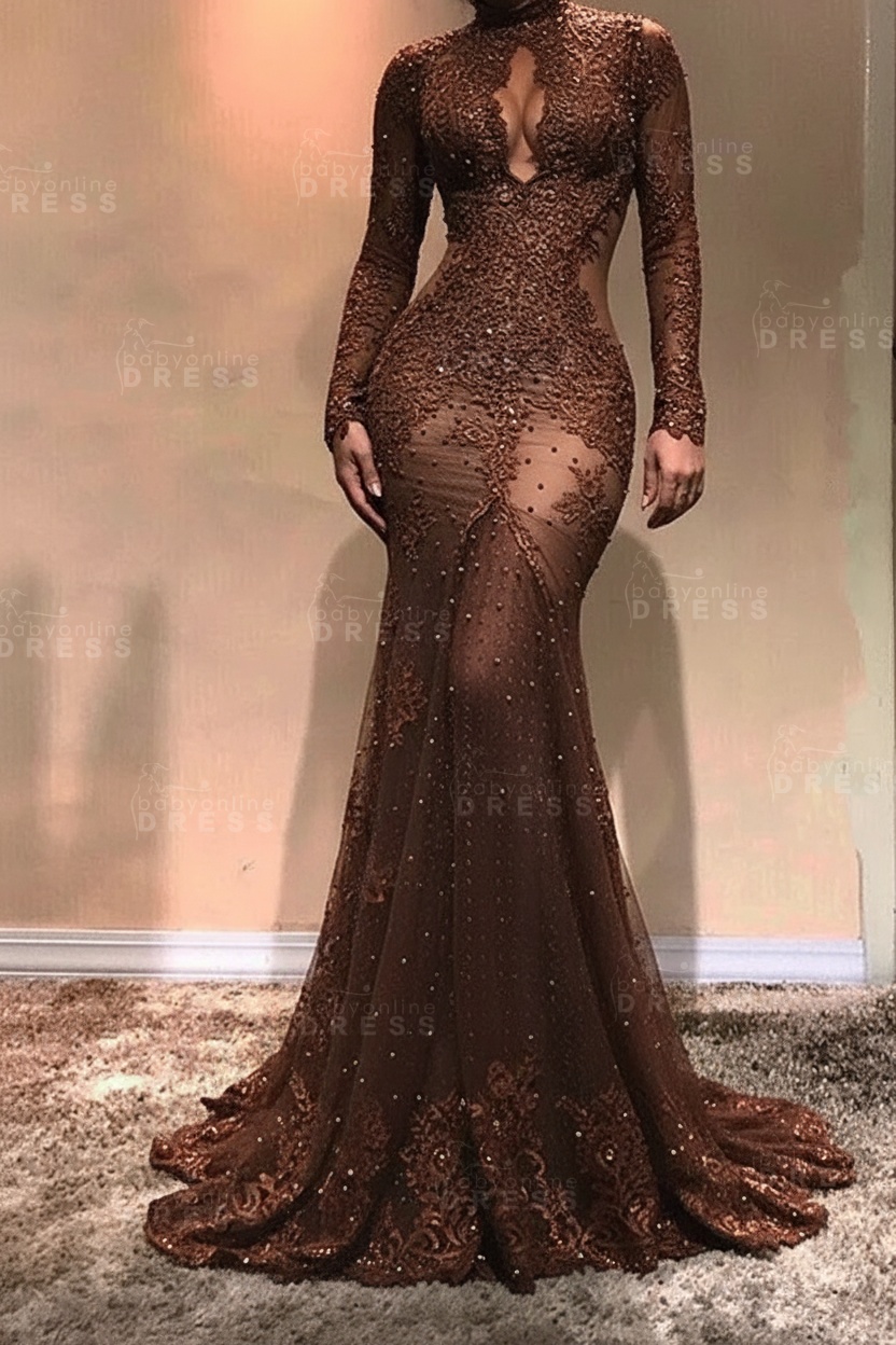 Gorgeous Long Sleeve Mermaid Evening Dress | Lace Formal Dress