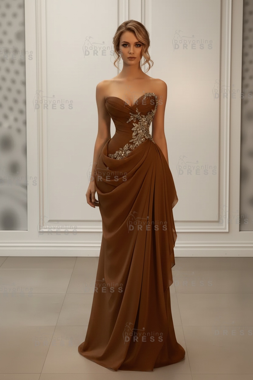 Stunning Sweetheart Strapless Ruffles Bodycon Prom Dress with Appliques