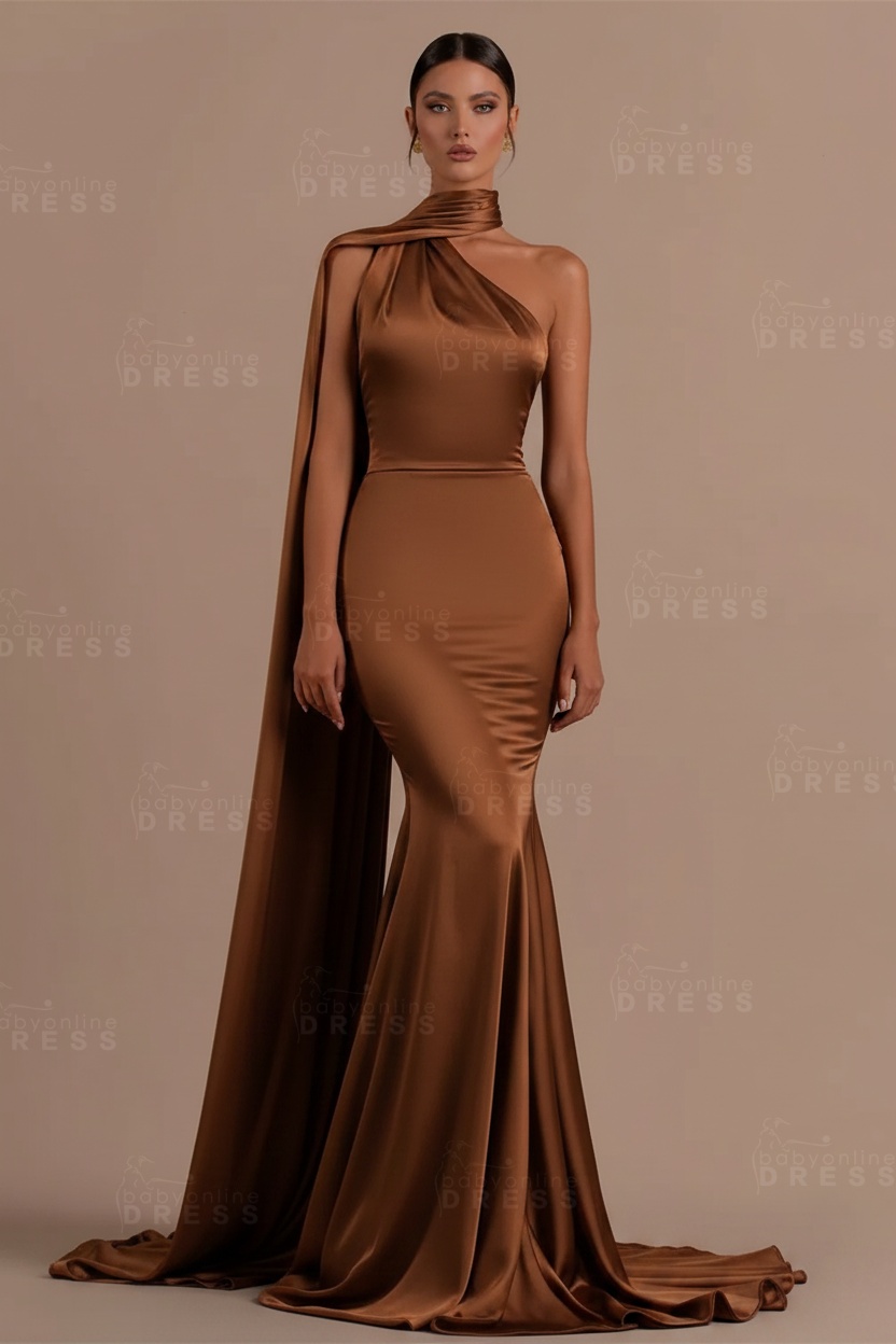 Black One shoulder Mermaid Long Sleeveless Prom Dresses
