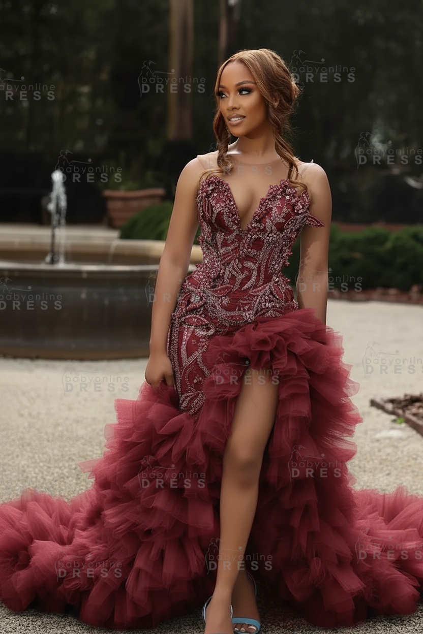 Gorgeous Pink Sweetheart Beadings Sleeveless Mermaid Prom Dress with Ruffles