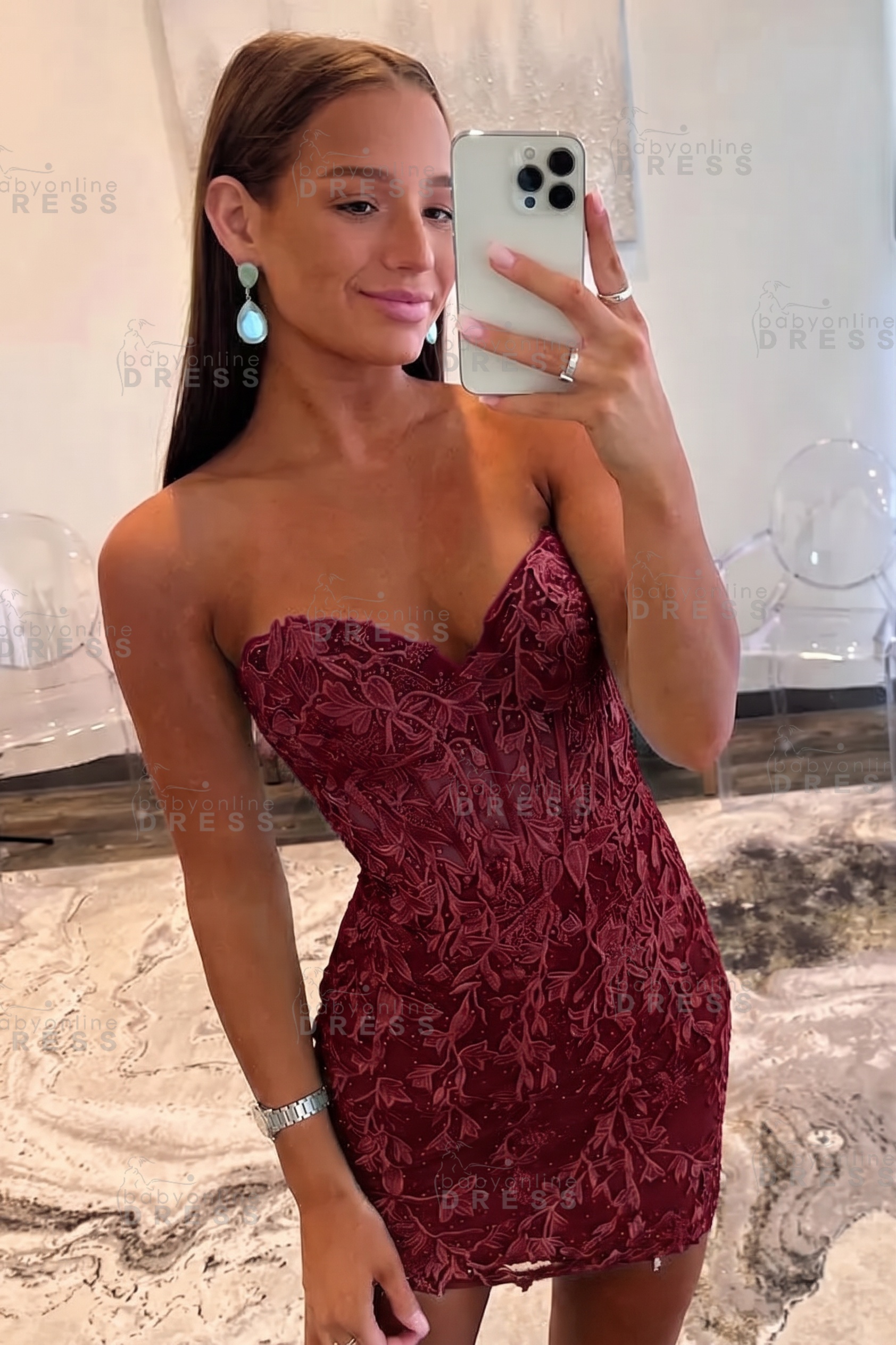 Sweetheart Mint Lace Homecoming Dress Short Party Dress Sleeveless
