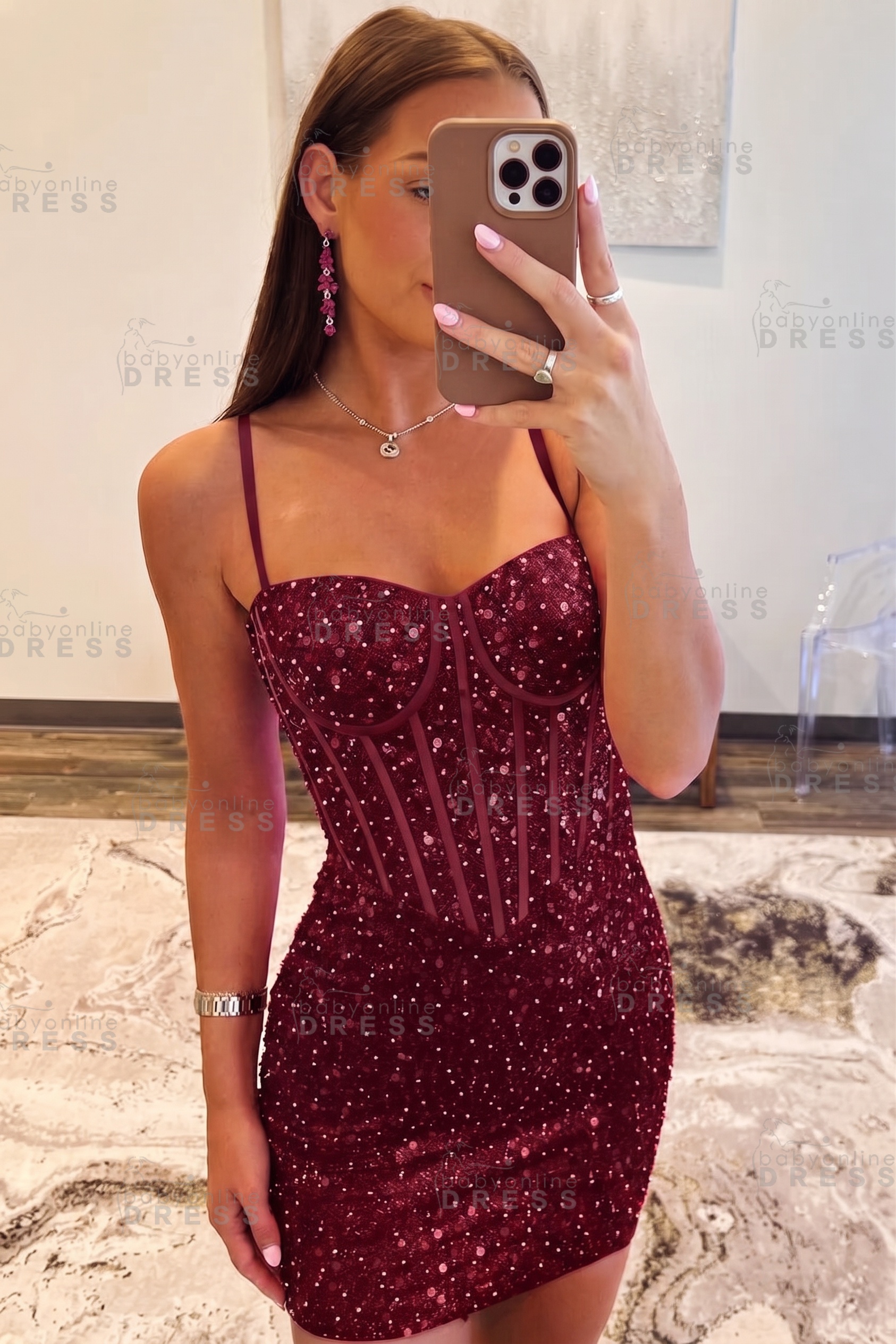 Spaghetti Straps Sky Blue Tight Homecoming Dress Short Prom Dress
