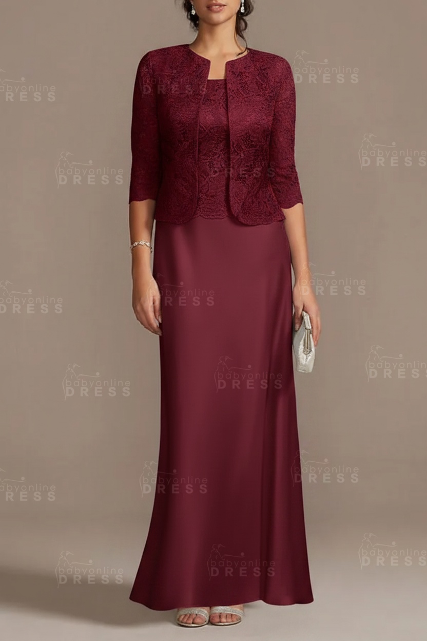Long sleeves Sky blue Column Long Mother of the bride Dress