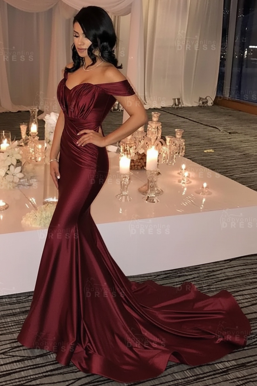 Off The Shoulder Champagne Gold Sexy Prom Dresses Mermaid Lates Popular Evening Gown