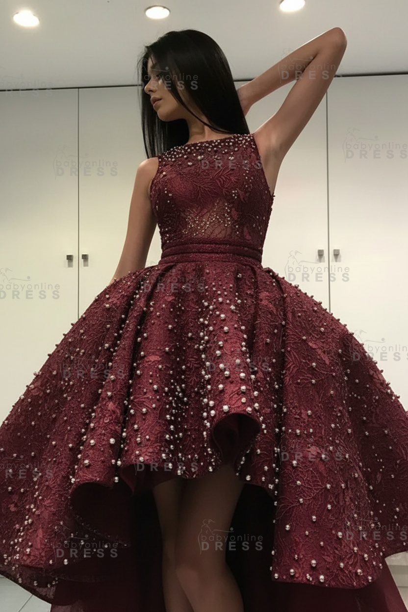 Gorgeous Sleeveless Beadings Short Hi-Lo Cocktail Dress Homecoming Dress