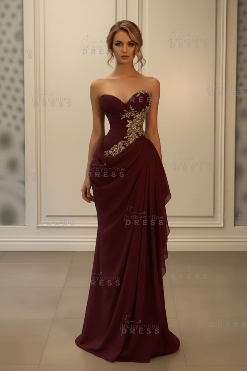 Stunning Sweetheart Strapless Ruffles Bodycon Prom Dress with Appliques