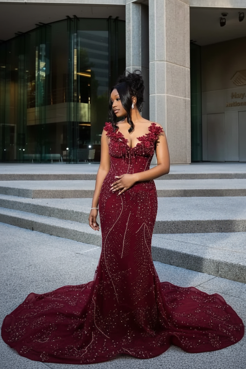 Sparkly Beadings Brown Mermaid Prom Dress Sleeveless with Tassels