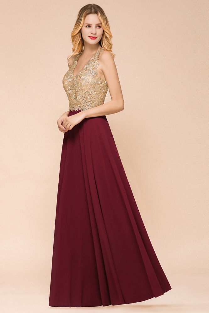 Gorgeous V-neck Sleeveless Burgundy Evening Dress | Formal Dress for Sale