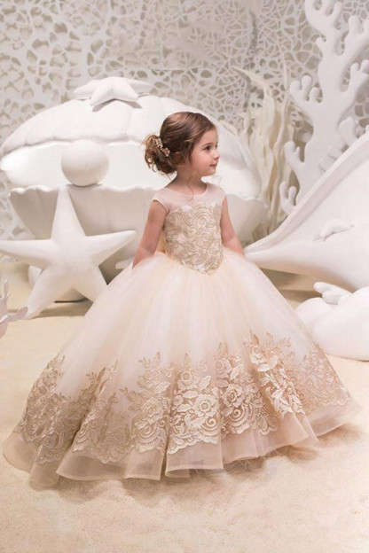 Cute Jewel Organza Floor Length Backless Flower Girl Dresses With Bow| Sleeveless FLoor Length Little Girl Pageant Dresses-Babyonlinewholesale