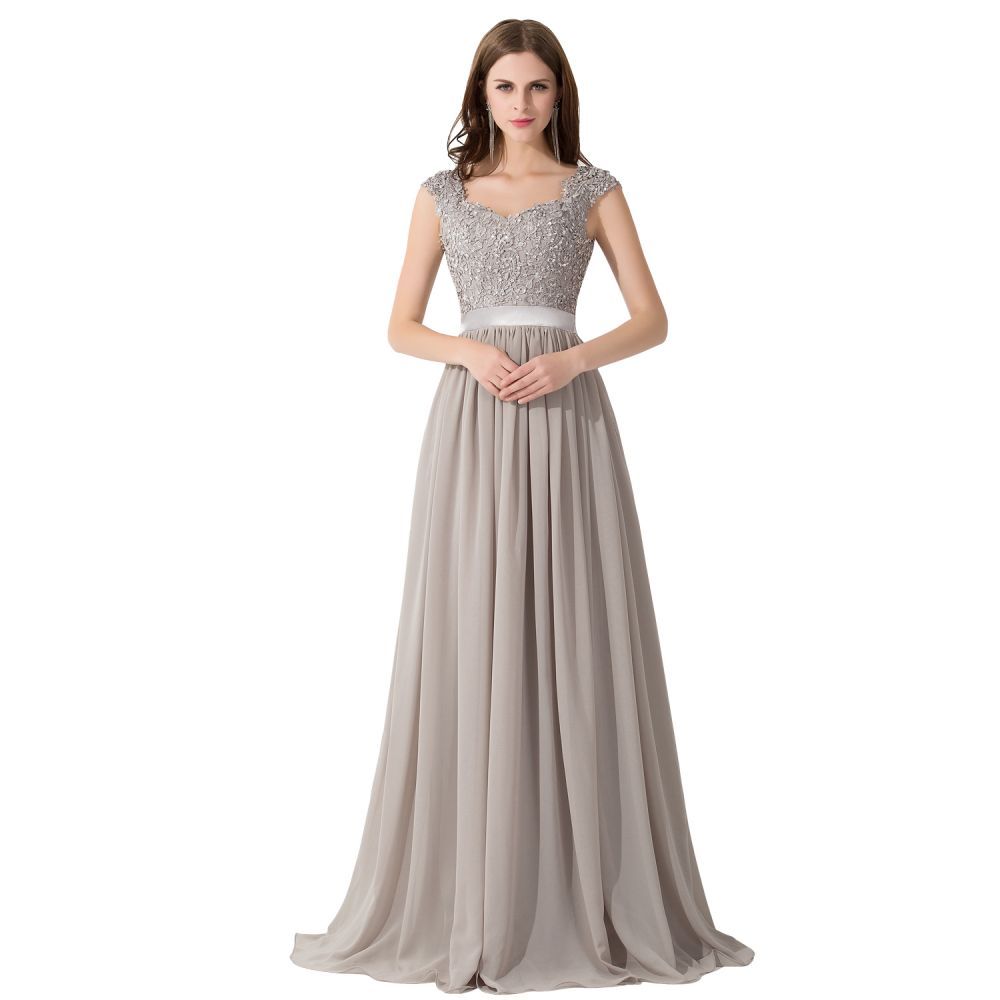 ADA | A-line V Neck Chiffon Bridesmaid Dress with Appliques