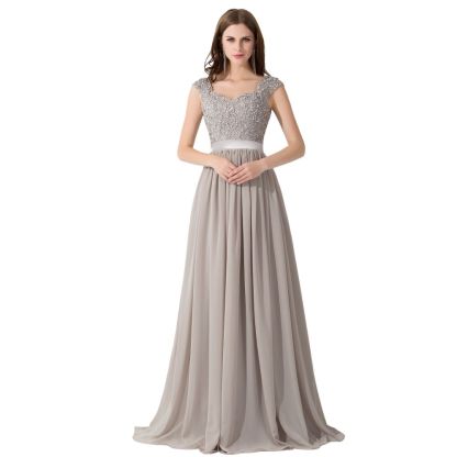 ADA | A-line V Neck Chiffon Bridesmaid Dress with Appliques