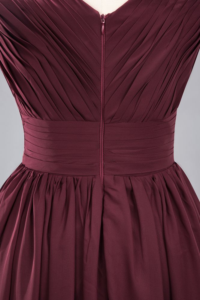 A-Line Chiffon V-Neck Sleeveless Long Bridesmaid Dress with Ruffles