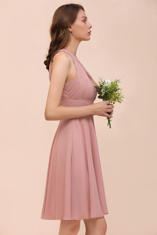 Halter Soft Chiffon Aline Short Bridesmaid Dress