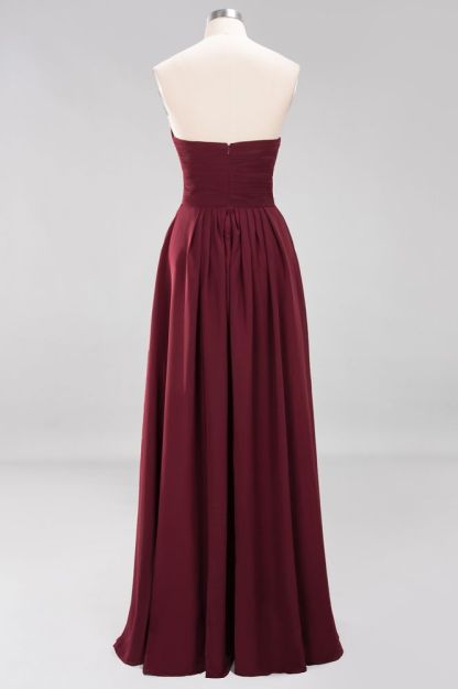 A-line Chiffon Sweetheart Strapless Ruffles Floor-length Bridesmaid Dress