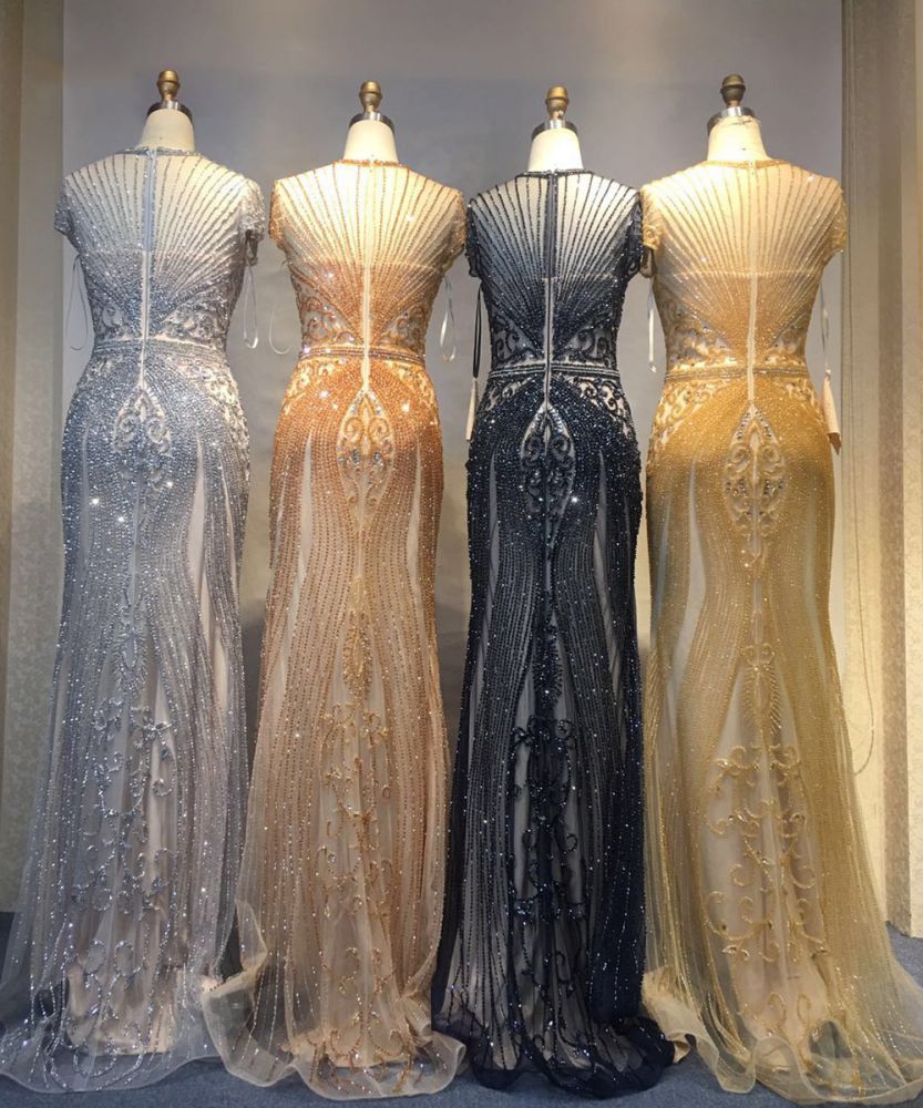 Luxury Mermaid Halter Rhinestones Prom Dress with Tassel | Sparkle Formal Evening Dresses
