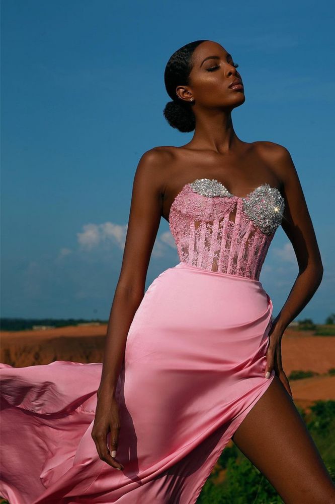 Sleeveless Split Front Sweetheart Beading Prom Dress