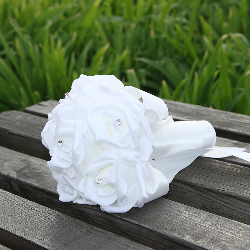 Simple Silk Rose wedding Bouquet in Multiple Colors