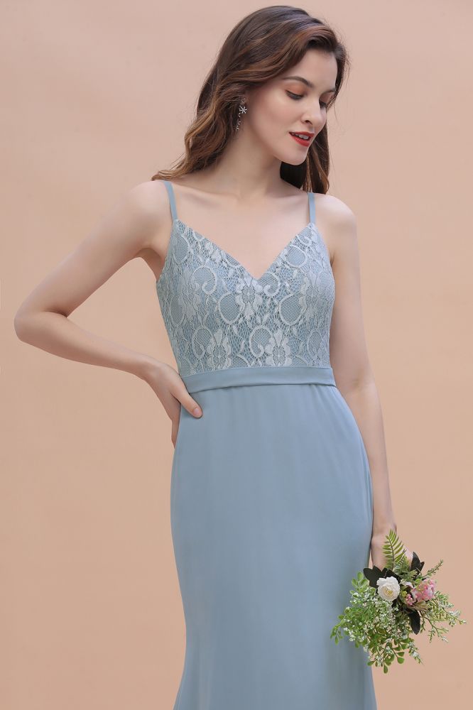 Stunning V-Neck Lace Chiffon Mermaid Wedding Dress