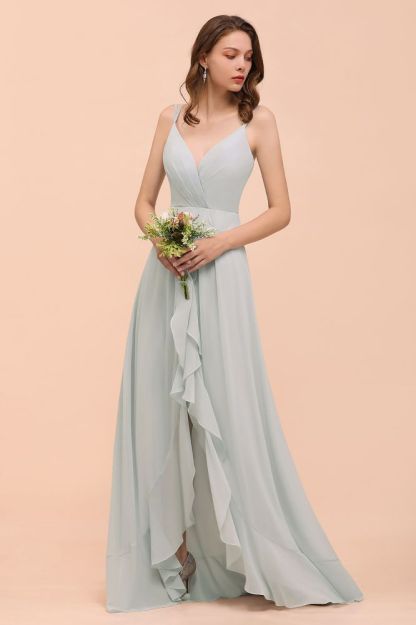 Double Straps V-Neck Aline Bridesmaid Dress