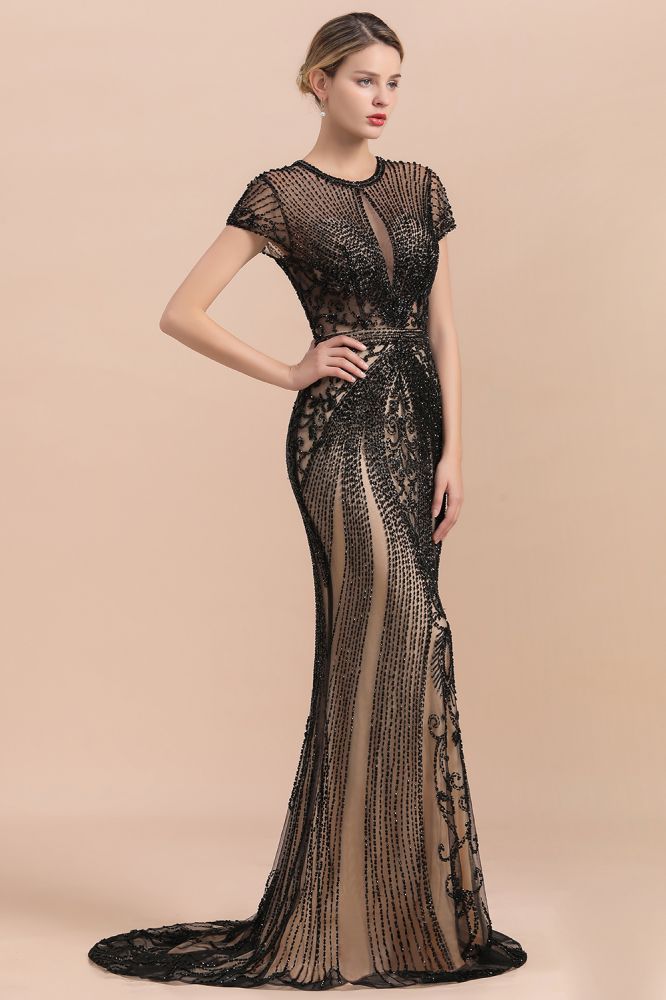 Luxury Black all-covered beaded Mermaid Prom Dress