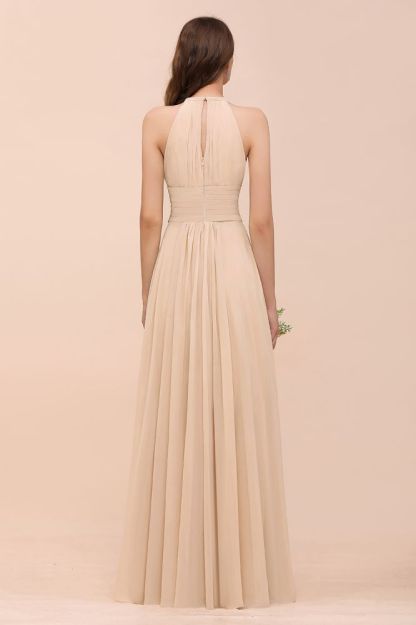Halter Aline Soft Chiffon Bridesmaid Dress Long Wedding Party Dress